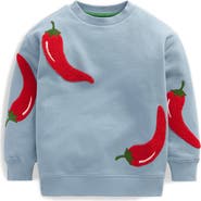 Mini Boden Kids' Fun Chili Pepper Appliqué Sweatshirt