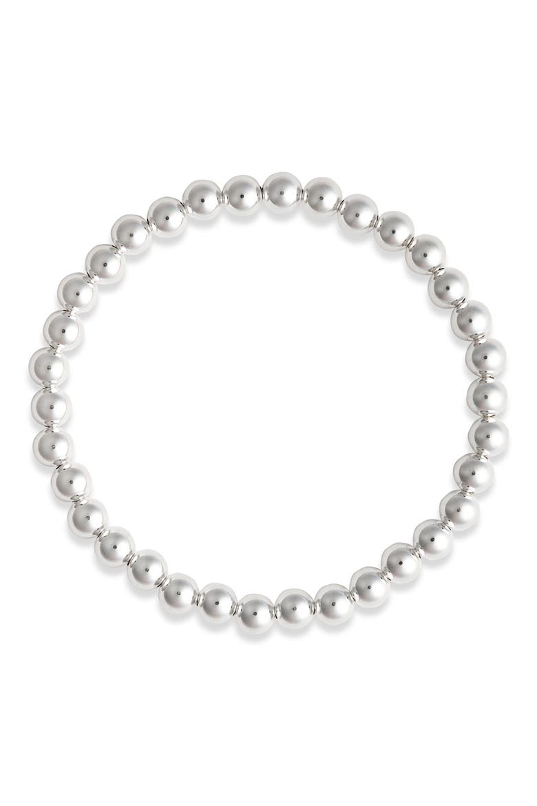 Beaded Stretch Bracelet, Main, color, STERLING SILVER