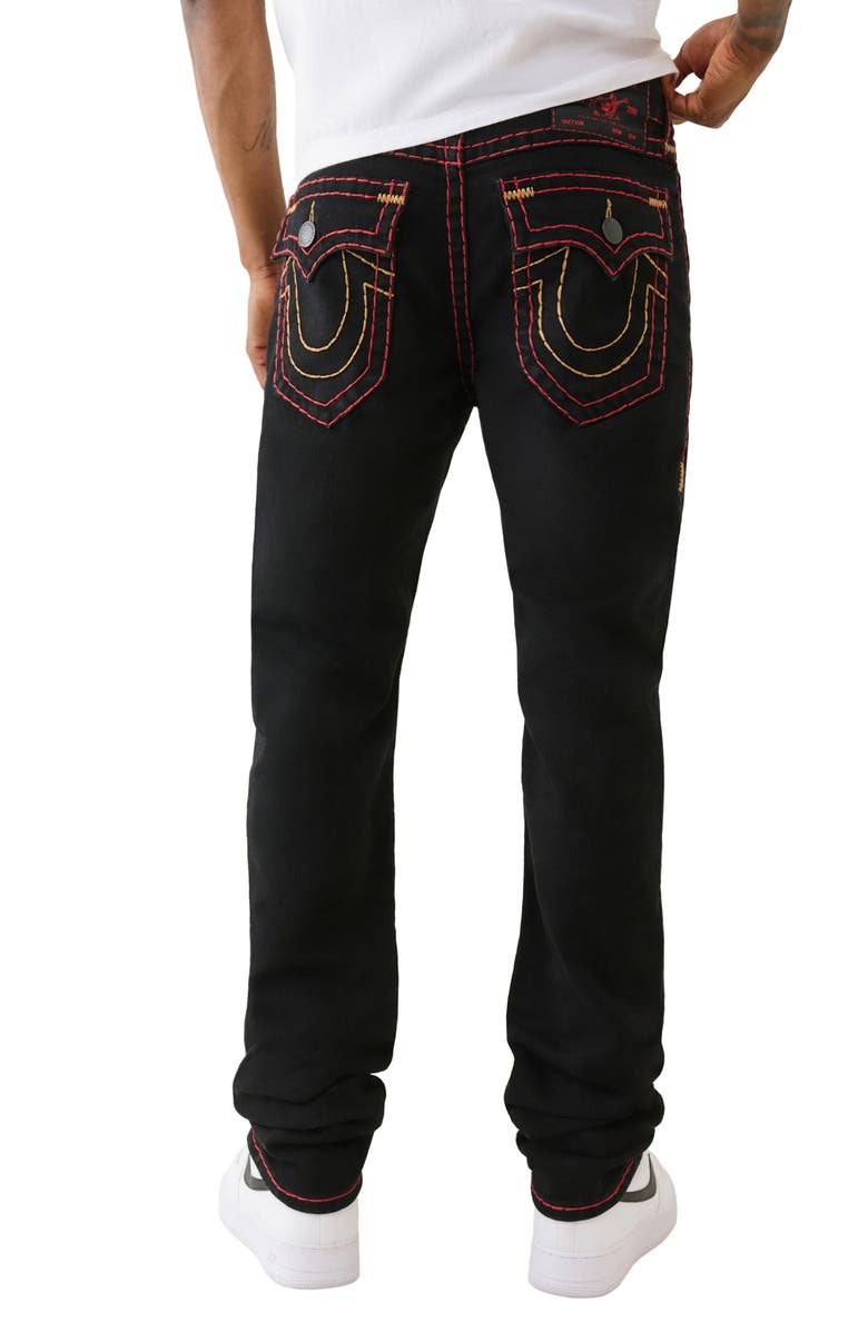 True Religion Rocco Stacked Super T Flap Relaxed Skinny Jeans, Alternate, color, 2Sb Black Rinse