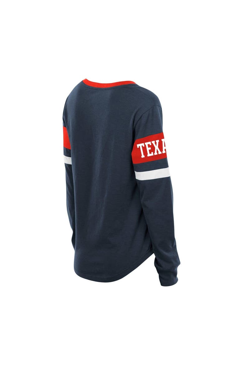 Women's New Era Navy Houston Texans Plus Size Throwback Lace-Up Long Sleeve T-Shirt, Alternate, color, Navy