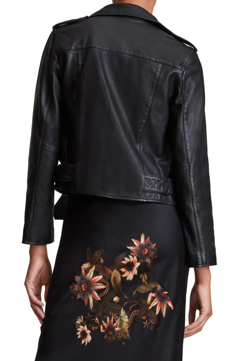 AllSaints Balfern Gold Leather Biker Jacket, Alternate, color, 