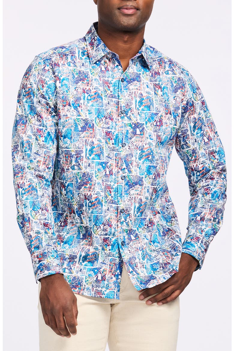 Elbert Cotton Button-Up Shirt, Main, color, MULTI