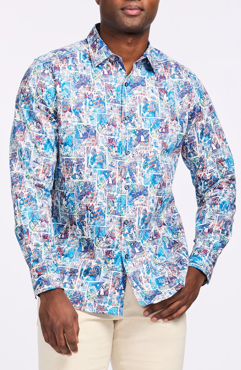 Robert Graham Elbert Cotton Button-Up Shirt, Main, color, Multi