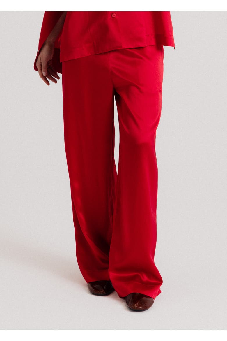 Silk Wide Leg Pants, Main, color, Red