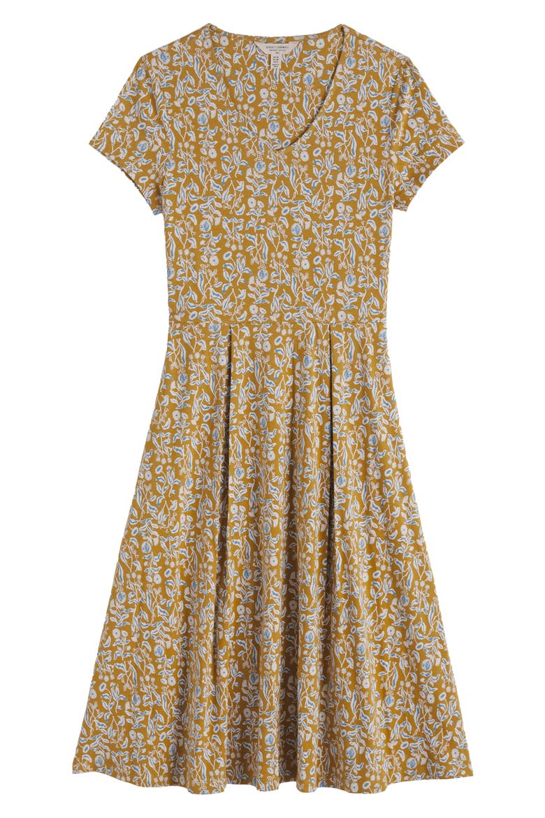 Pier View Print Flare Stretch Organic Cotton Dress, Alternate, color, INKY BOTANICAL TANSY