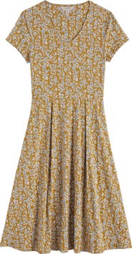 Seasalt Cornwall Pier View Print Flare Stretch Organic Cotton Dress