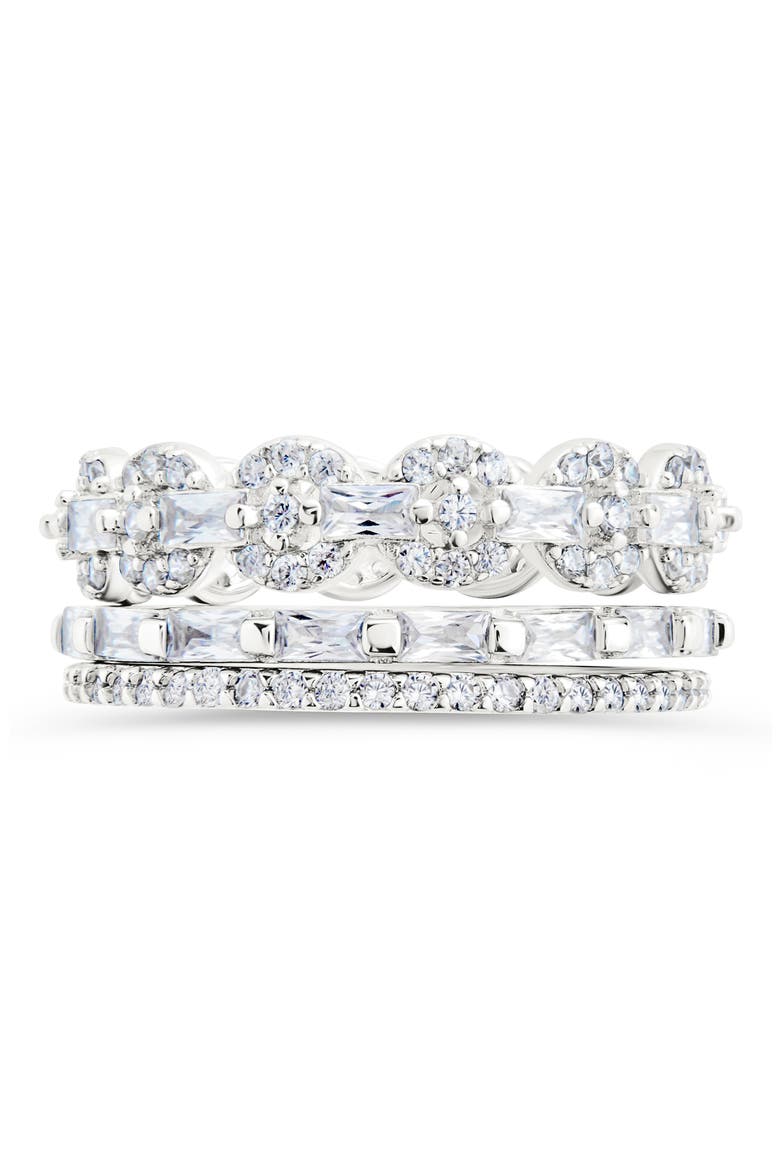 Melody Set of 3 Sterling Silver Cubic Zirconia Stackable Rings, Alternate, color, SILVER