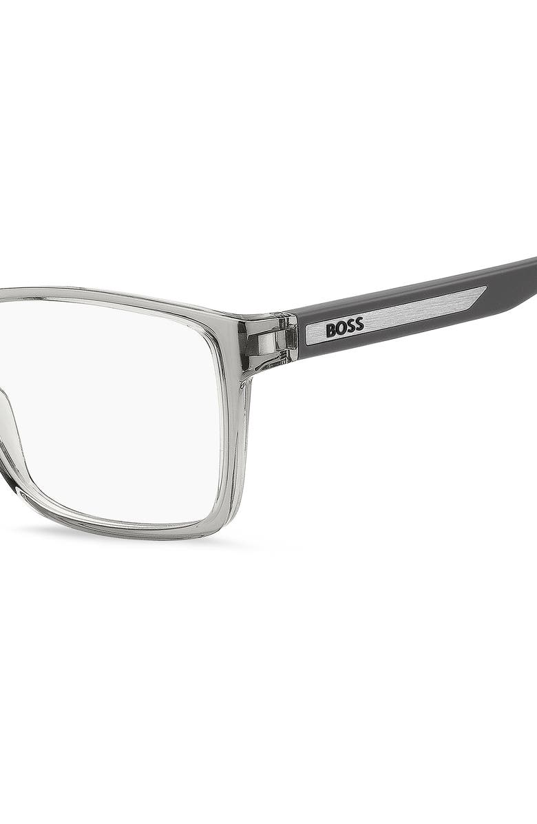 HUGO 57mm Rectangular Optical Glasses, Alternate, color, Grey