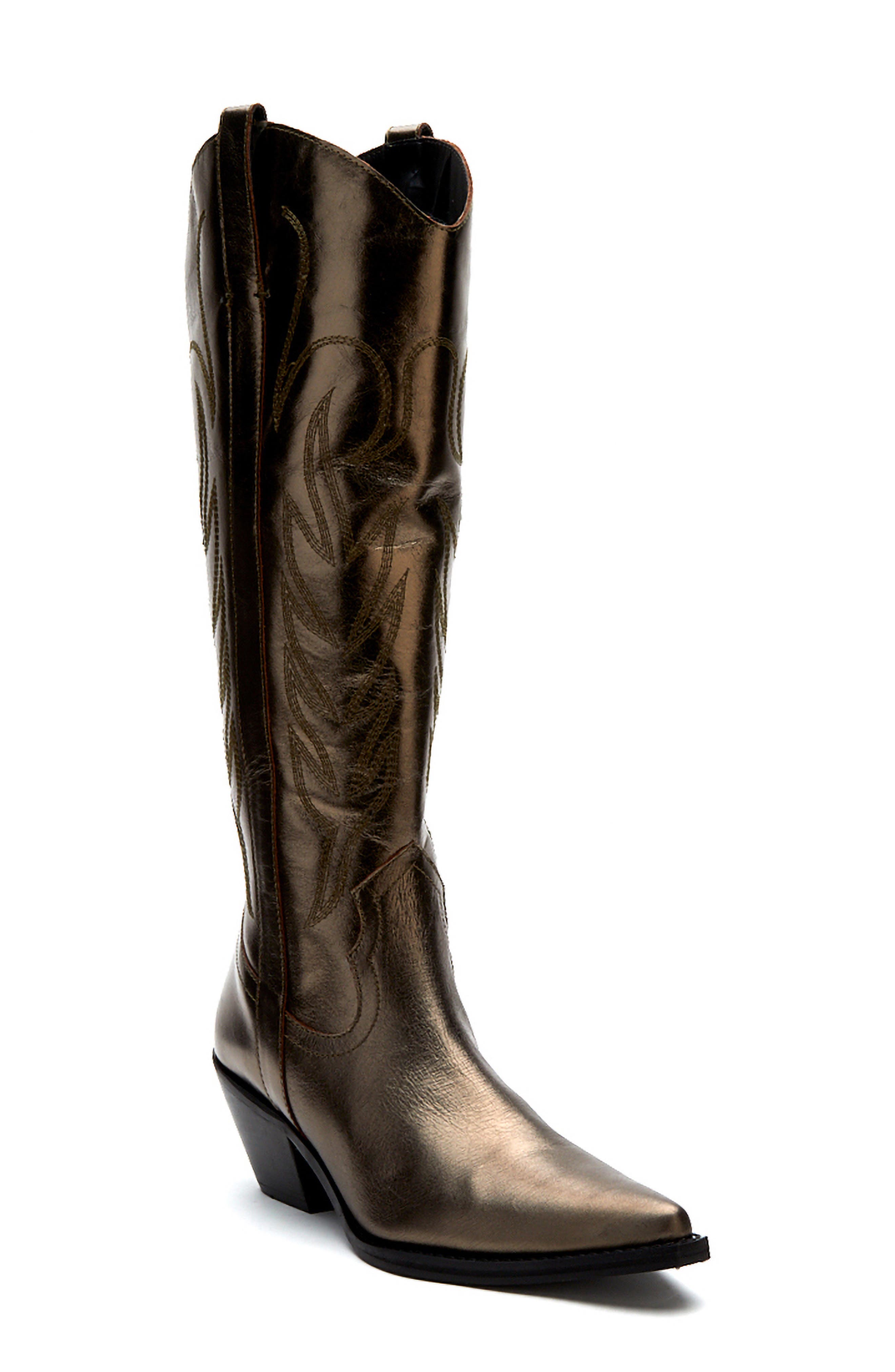 Agency Western Pointed Toe Boot, Main, color, PEWTER