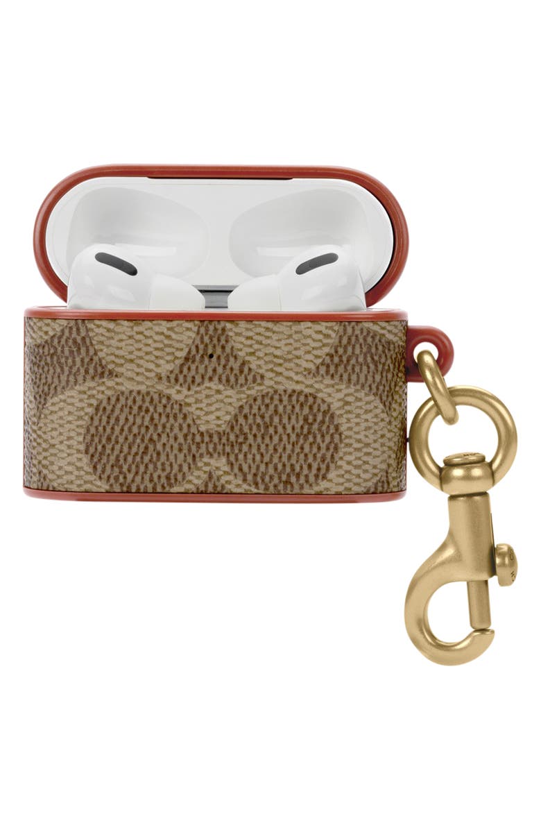 COACH Signature AirPods Pro Case, Alternate, color, Signature Tan