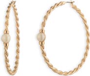 Lauren Ralph Lauren Rope Imitation Pearl Hoop Earrings