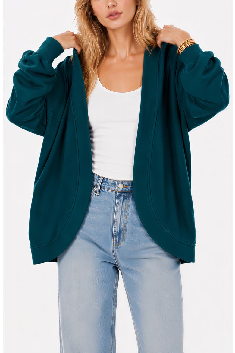 Contrast Piped Cardigan, Alternate, color, TEAL