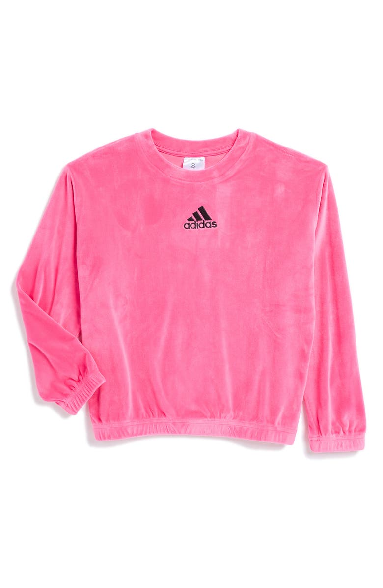 adidas Kids' Velour Crewneck Sweatshirt, Main, color,