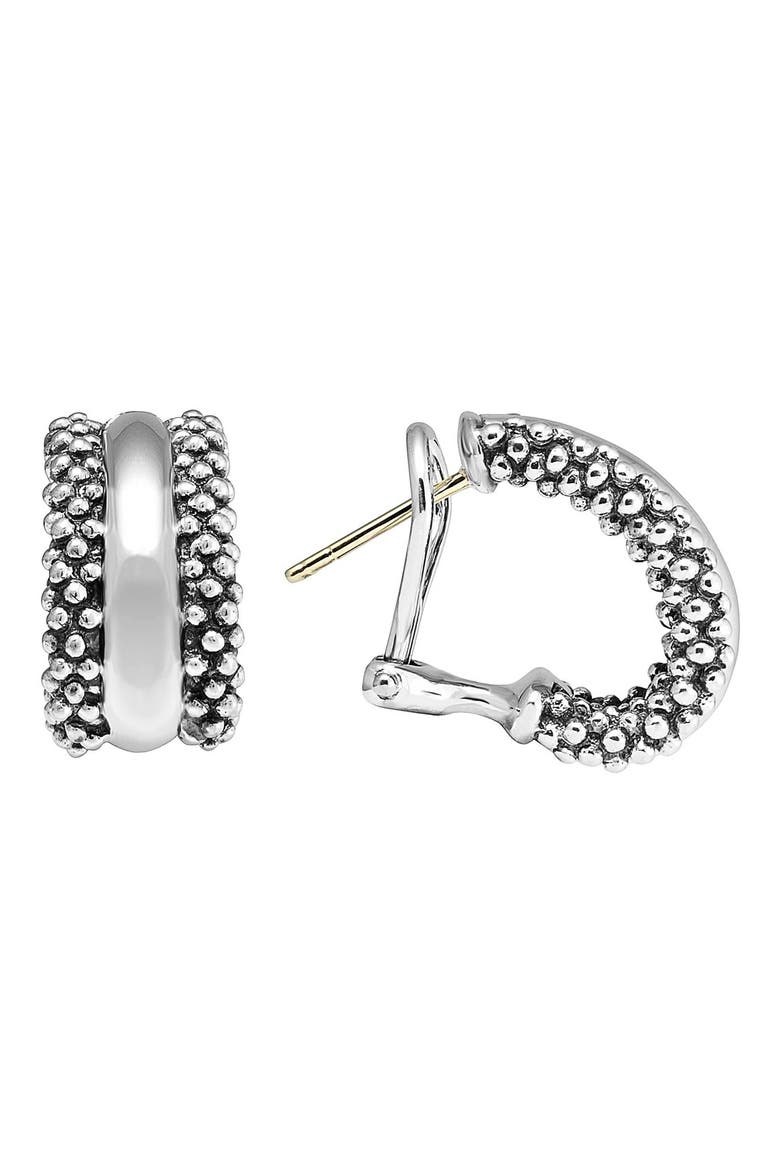 Caviar™ Sterling Silver Hoop Earrings, Main, color, STERLING SILVER