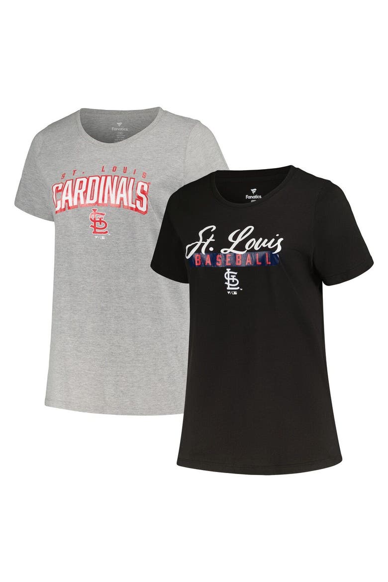 Women's Profile Black/Heather Gray St. Louis Cardinals Plus Size T-Shirt Combo Pack, Main, color, Black