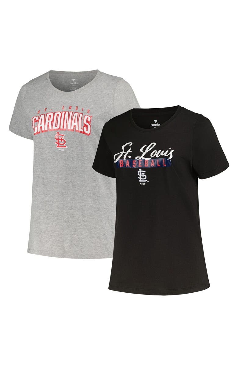 PROFILE Women's Profile Black/Heather Gray St. Louis Cardinals Plus Size T-Shirt Combo Pack, Main, color, Black