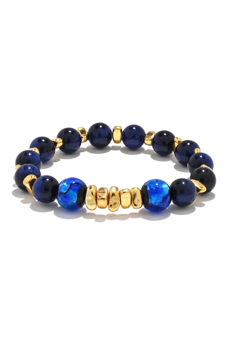 Leo Beaded Stretch Bracelet, Main, color, BLUE