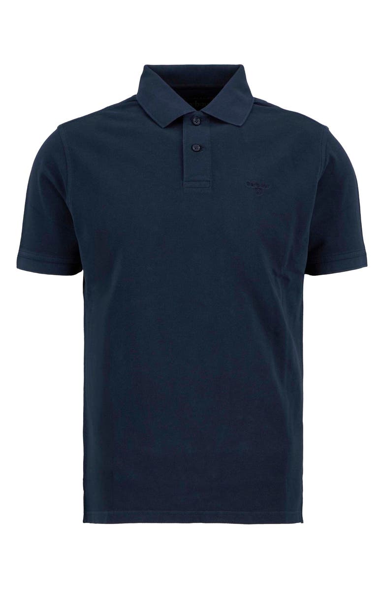 Barbour Tailored Fit Tartan Placket Cotton Piqué Polo, Alternate, color, Washed Navy