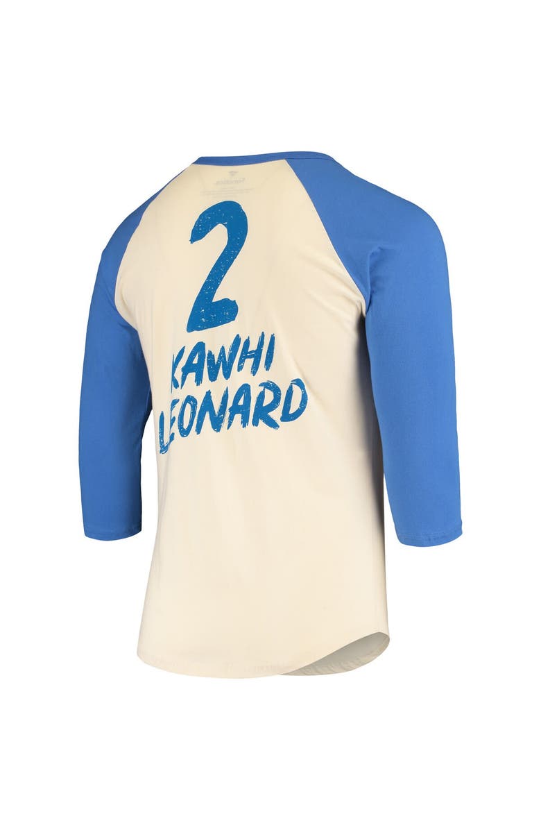 FANATICS Men's Fanatics Branded Kawhi Leonard Cream/Royal LA Clippers Raglan 3/4 Sleeve T-Shirt, Alternate, color, 