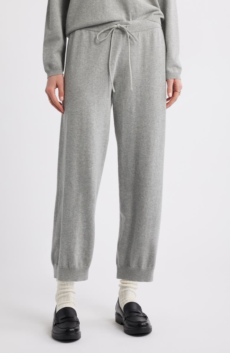 THE GREAT. The Lantern Crop Cotton Sweatpants, Main, color, Heather Grey