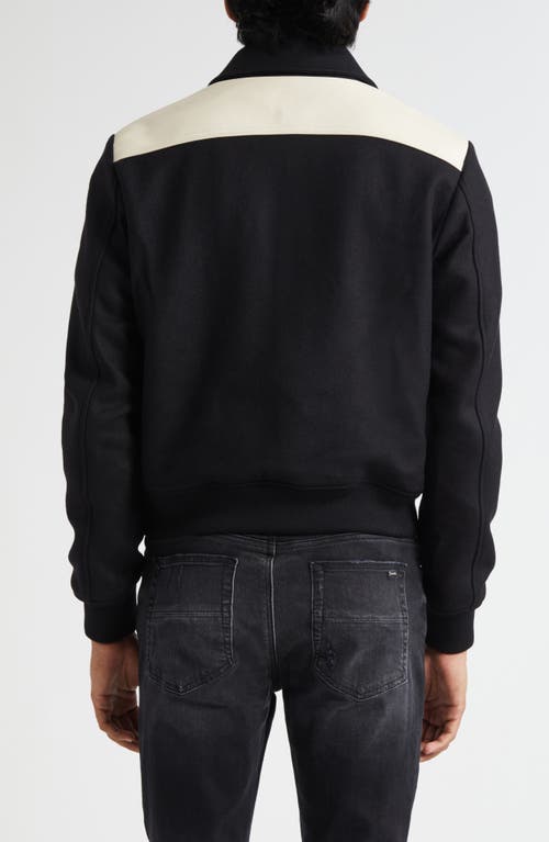 Amiri Tailored Wool And Leather Jacket With Zippered Pockets In Black