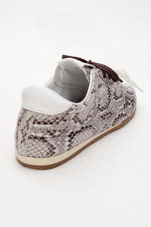 Forever & Always Shoes Crea Leather Sneakers In Gray Croco Leather