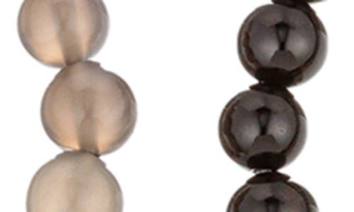 Eye Candy Los Angeles Set Of 2 Shawn Agate Beaded Bracelets In Gold