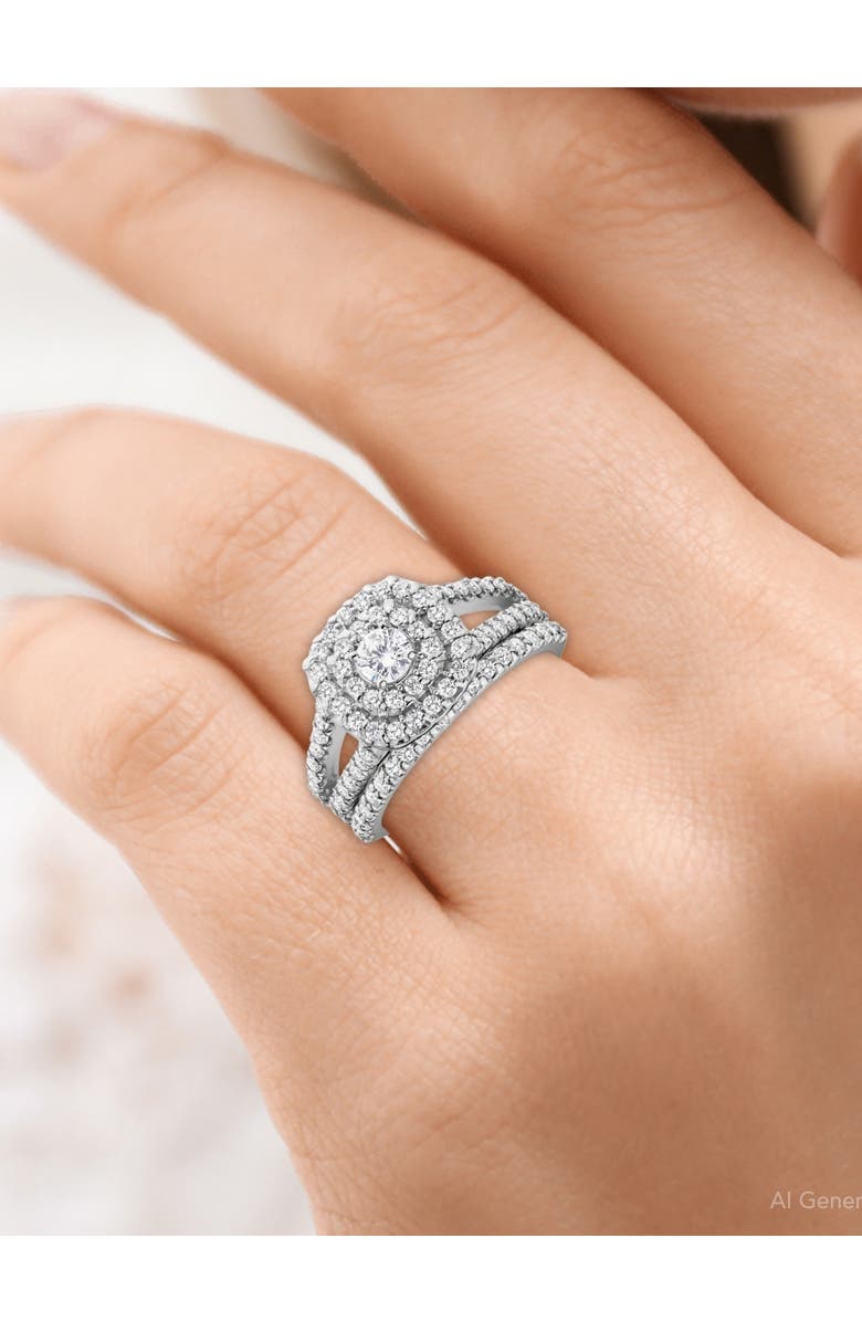 Bliss Diamond 1 1/10ct Cushion Halo Diamond Engagement Wedding Ring Set 10K Gold Carat, Alternate, color, 