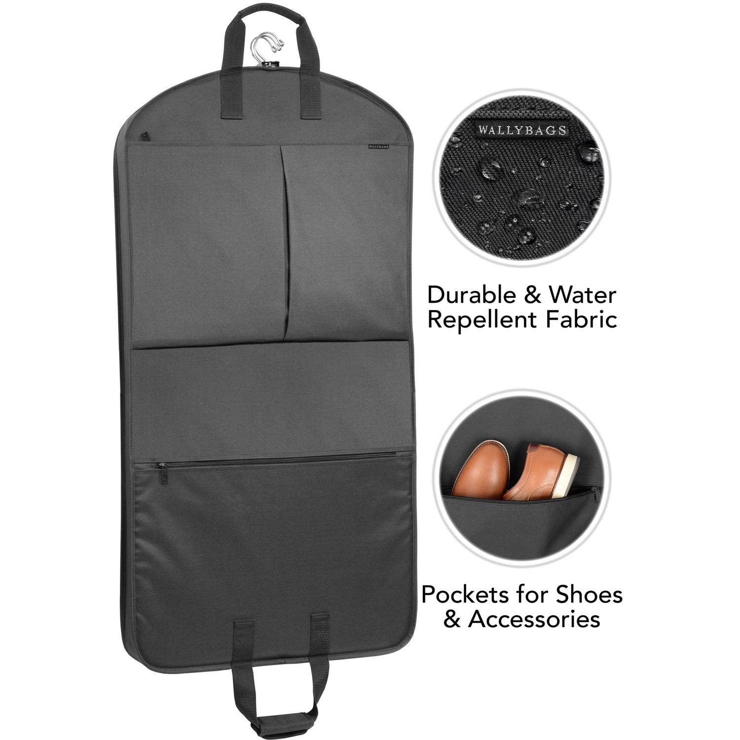 Wallybags 45" Deluxe Extra Capacity Travel Garment Bag with two accessory in Navy, Alternate, color, Black