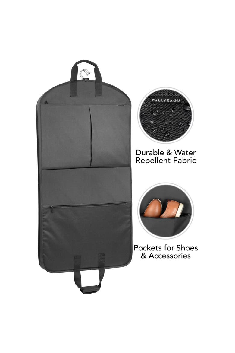 45" Deluxe Extra Capacity Travel Garment Bag with two accessory, Alternate, color, Black