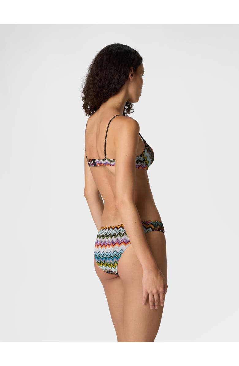 Missoni Balcony Bikini In Lamé Viscose With Zigzag Pixel-effect Pattern, Alternate, color, Black & Multicoloured
