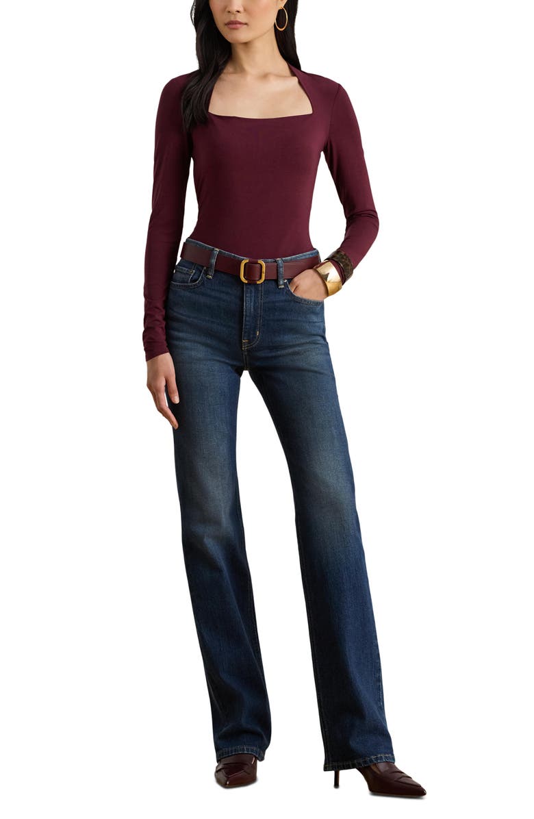 Lauren Ralph Lauren Ranier Jersey Top, Alternate, color, Dark Garnet