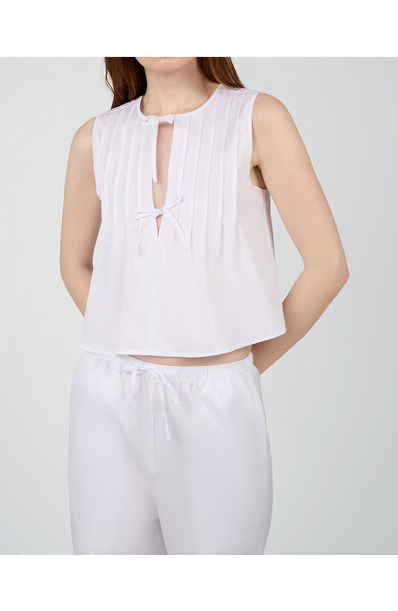 WeWoreWhat Tie Front Flare Top, Main, color, White