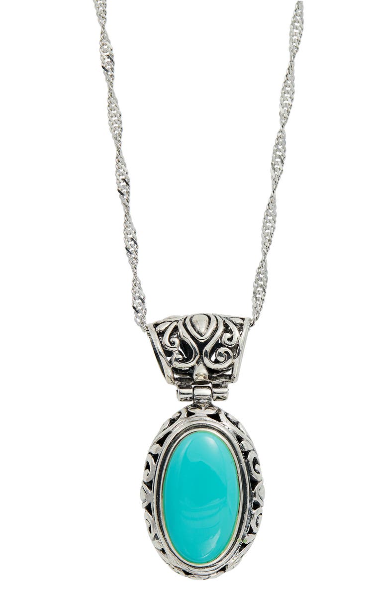 SAVVY CIE JEWELS Sterling Silver Turquoise Pendant Necklace, Main, color, 