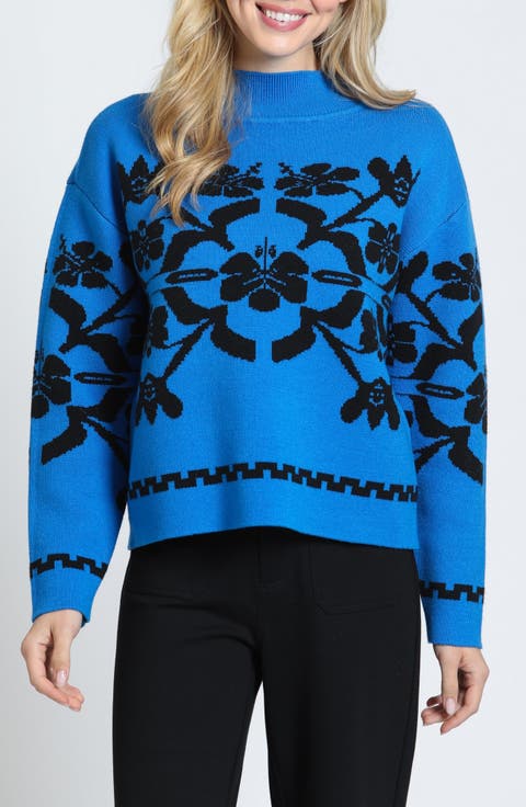 Floral Mock Neck Sweater