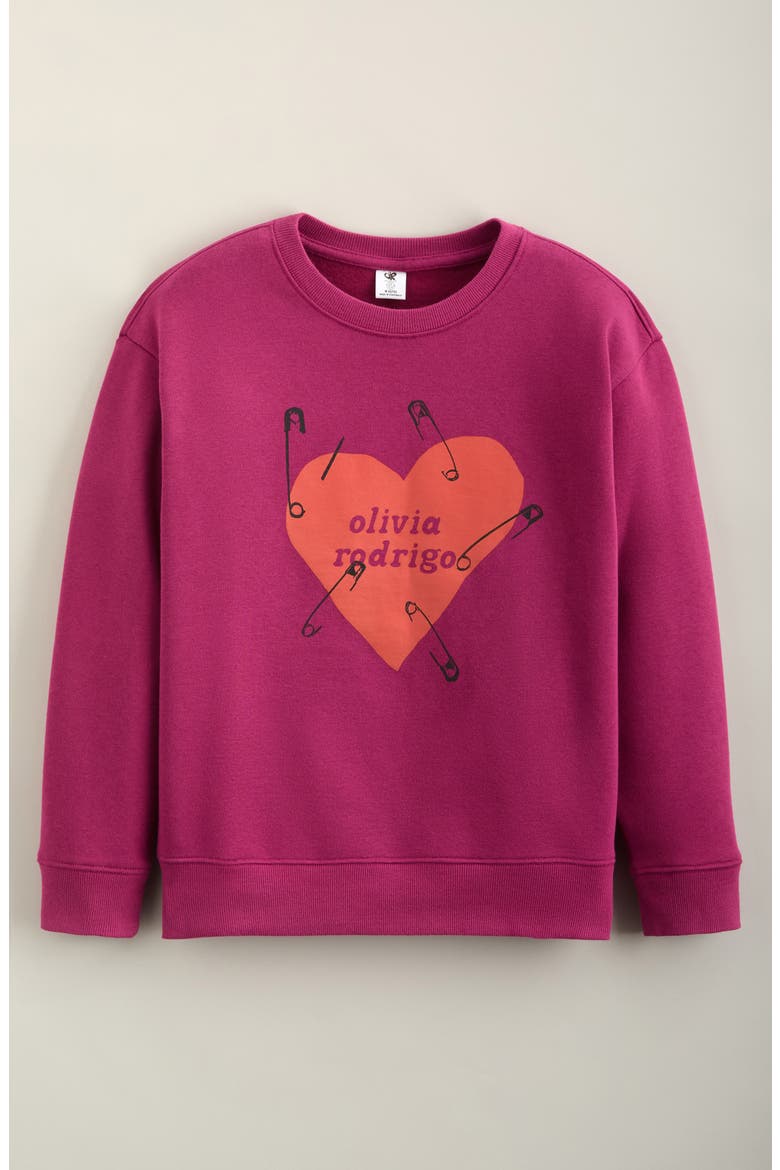 Kids' Graphic Crewneck Sweatshirt, Main, color, PURPLE FUCHSIA OLIVIA