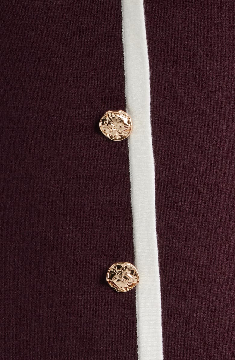 ZOE AND CLAIRE Long Sleeve Knit Midi Dress, Alternate, color, Plum/ Ivory