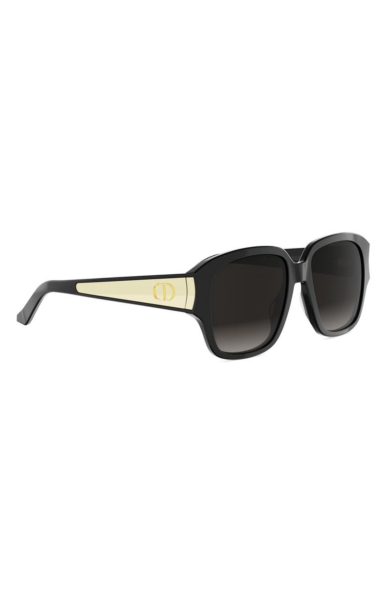 DIOR Glow S2I 54mm Gradient Square Sunglasses, Alternate, color, Shiny Black / Gradient Smoke