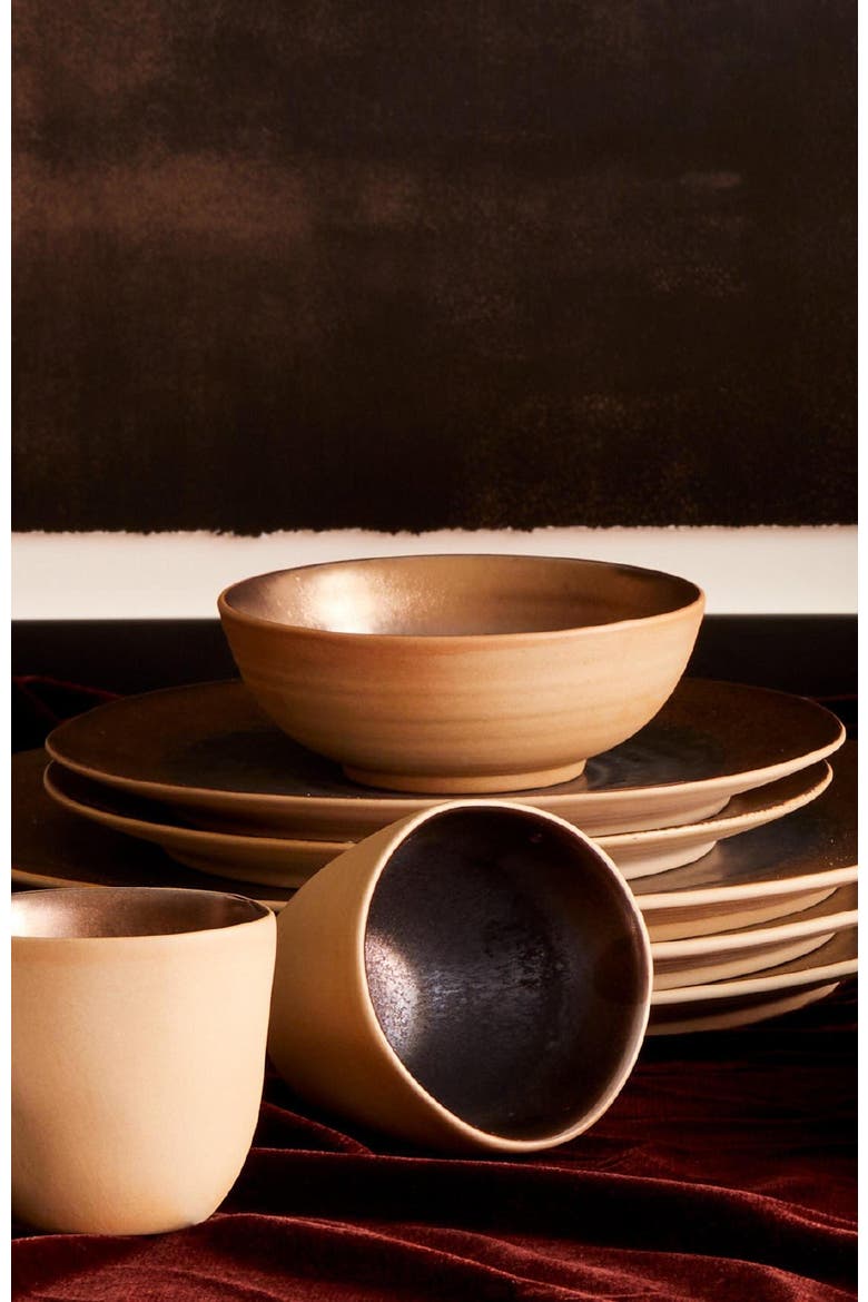 Akita Stoneware 4-Piece Dinner Plate Set, Alternate, color, Copper