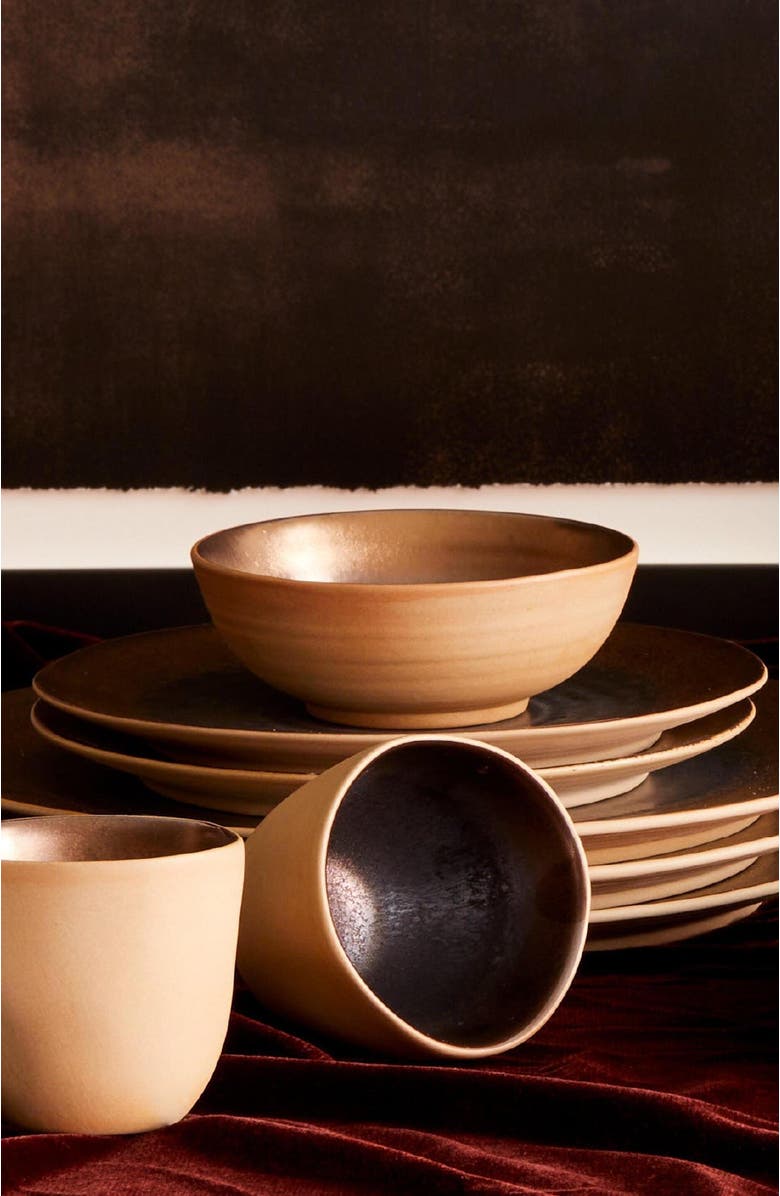 LEMIEUX ET CIE Akita Stoneware 4-Piece Dinner Plate Set, Alternate, color, Copper