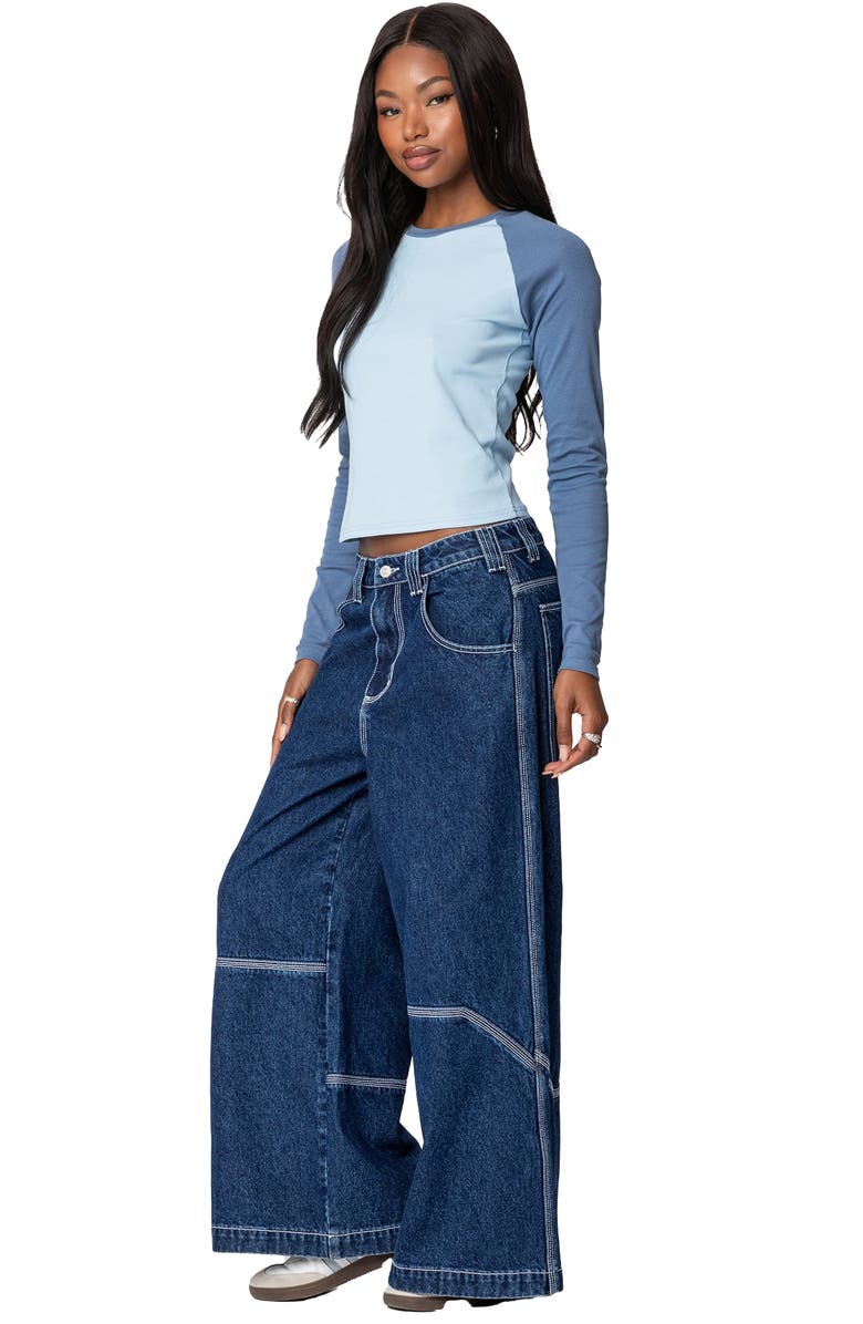 EDIKTED Raya Long Sleeve T-Shirt, Alternate, color, Blue