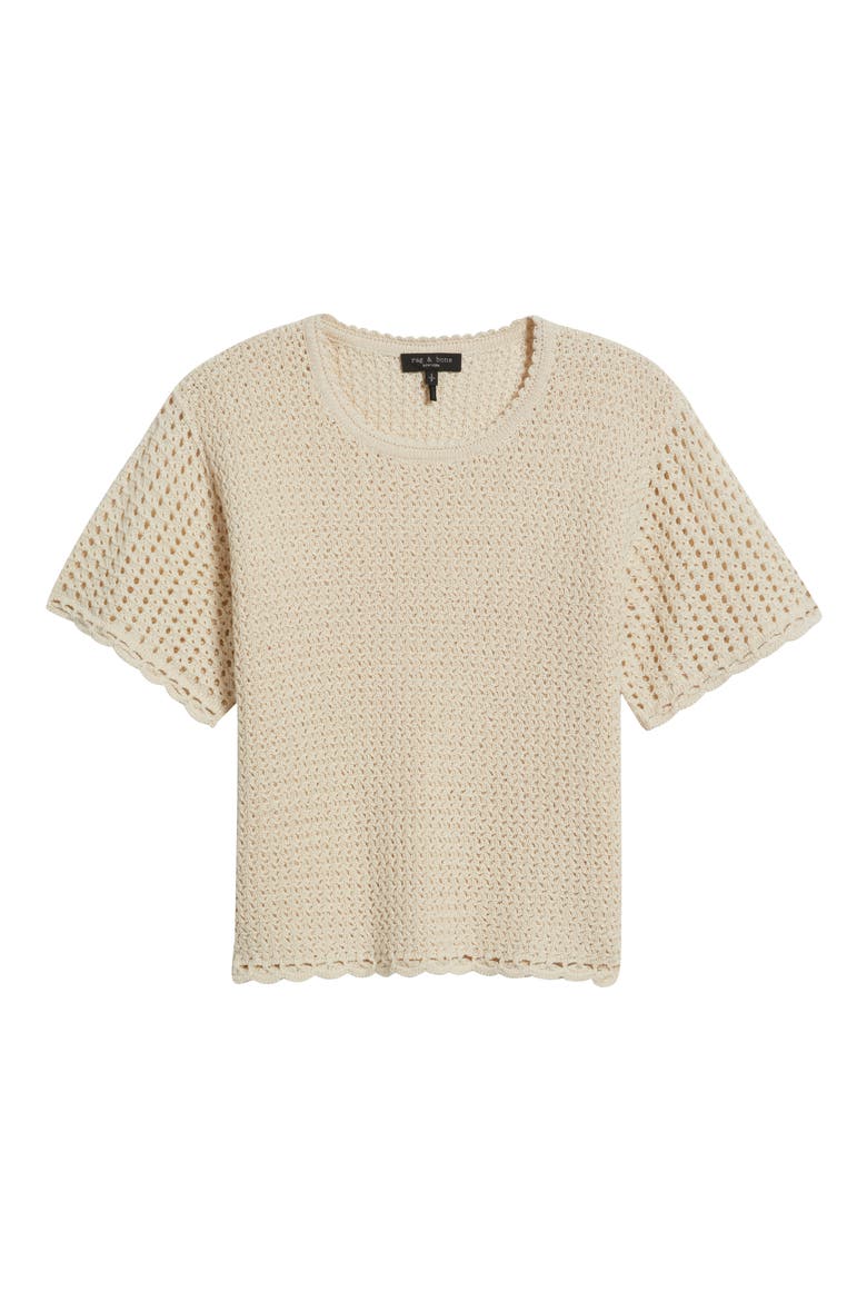 Khloe Open Stitch Cotton & Linen Sweater, Alternate, color, IVORY