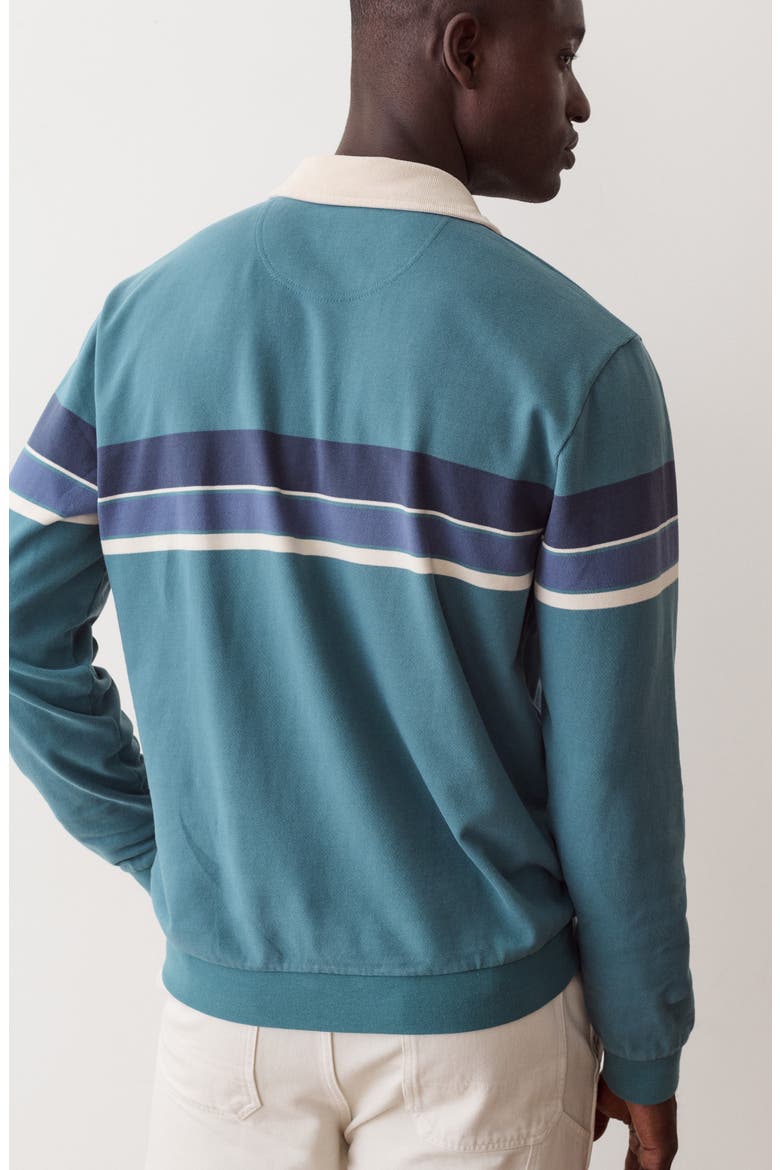 Stripe Organic Cotton Rugby Polo, Alternate, color, HYDRO