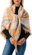 MARCUS ADLER Plaid Fringe Blanket Scarf