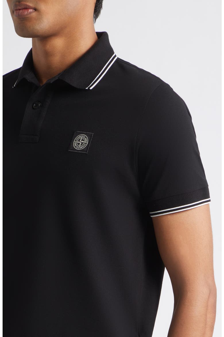 Tipped Stretch Cotton Polo, Alternate, color, V0029 BLACK