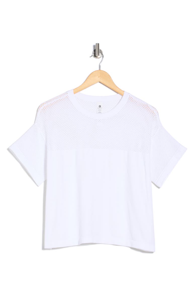 90 DEGREE BY REFLEX Seamless Net Worth Boxy T-Shirt, Main, color, White