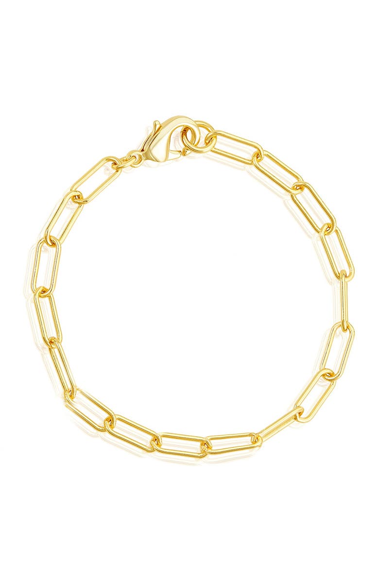 Adornia 14K Yellow Gold Plated Paperclip Link Chain Anklet, Main, color, Yellow