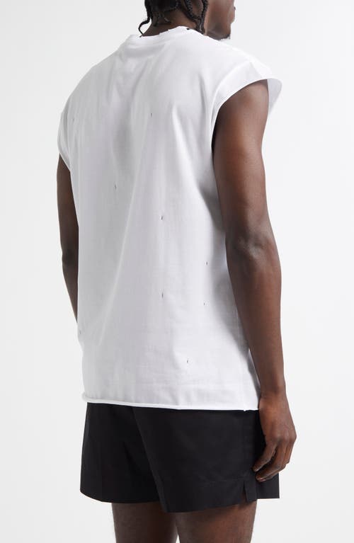 Dolce & Gabbana Dolce&gabbana Postcard Print Distressed Cotton Muscle Tee In Bianco Ottico