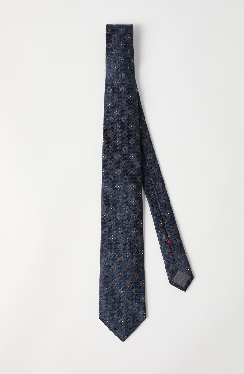 Brunello Cucinelli Herringbone necktie, Alternate, color, Navy Blue