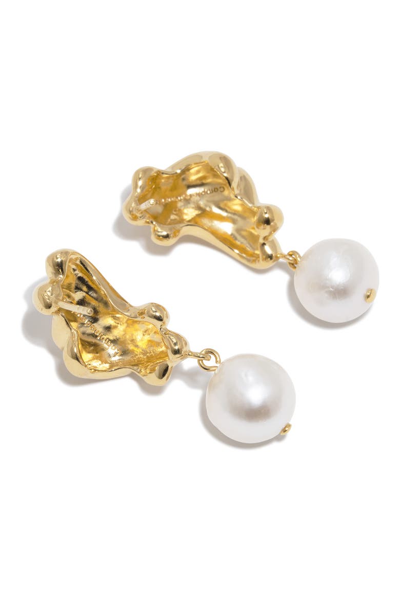 Freshwater Pearl Drop Earrings, Alternate, color, 18CT GOLD PLATED